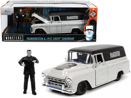 1957 Chevrolet Suburban Gray and Black with Graphics and Frankenstein Diecast Fi - £44.84 GBP