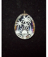 Antique Reverse Carved Glass Itaglia Palm Trees Sunset Pendant Iridescen... - €12,92 EUR