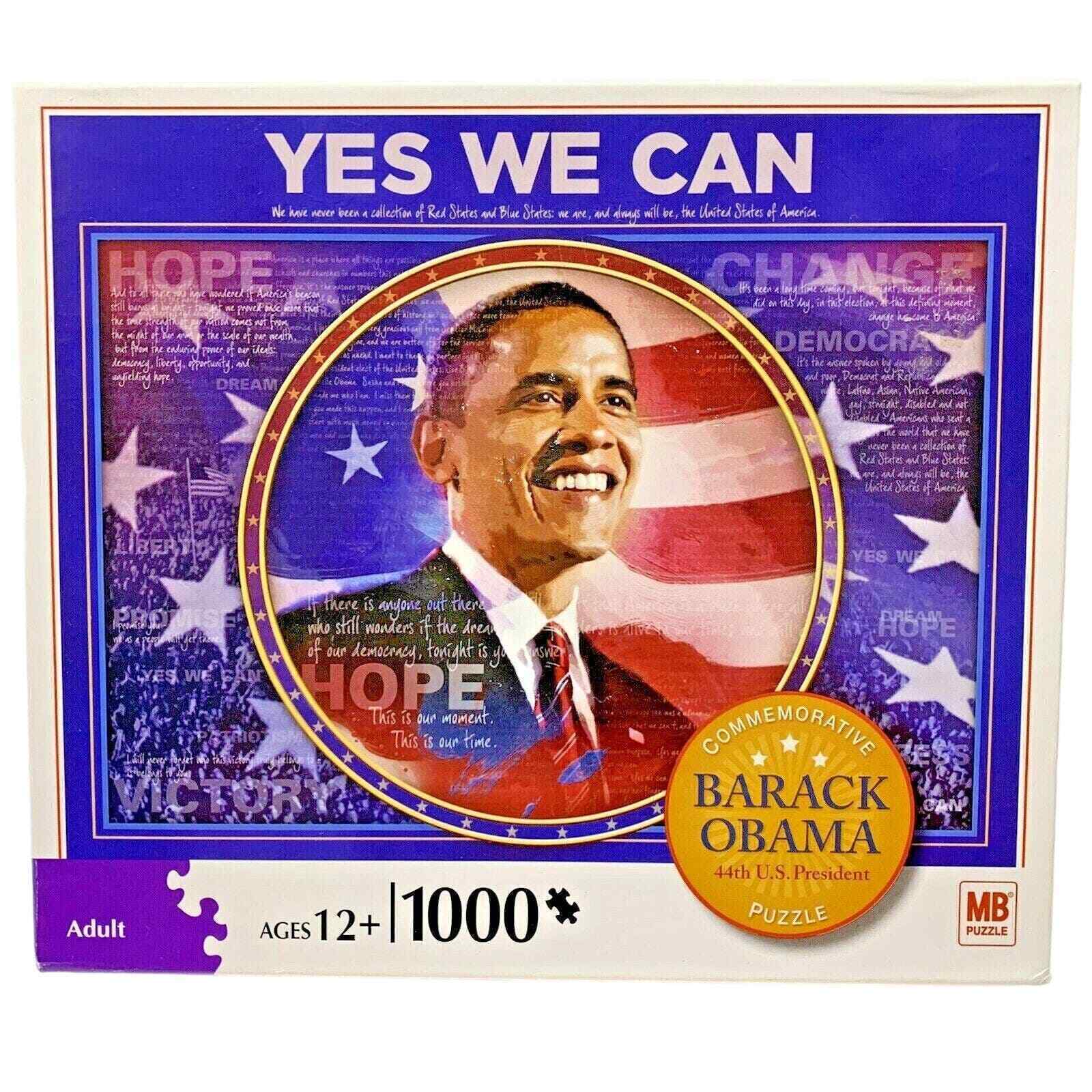 Barrack Obama Commemorative 1000 Piece Jigsaw Puzzle 20x26 Yes We Can 2008 NEW - $16.95