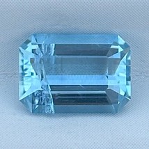 1.07 Cts Natural Blue Aquamarine Emerald Cut Loose Gemstone For Jewellery - £159.87 GBP