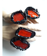 Bold Black Ring, Black Statement Ring, Unusual Big Red Ring, Huge Black ... - $44.00