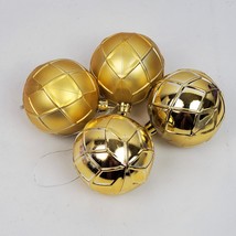 Vintage Christmas Tree Ornaments 2.25 Inch Gold LOT OF 4 Plastic - £9.33 GBP