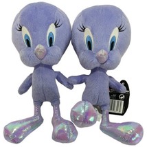 Purple Tweety Bird Stuffed Animal Looney Tunes 12” Plush Toy Lot 2 Back Action - £23.76 GBP
