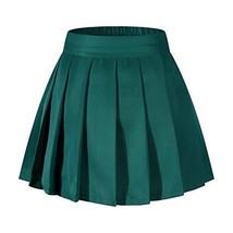 Girl&#39;s Flare Casual High Waist Pleated A-Line Skirt Tennis Shorts Dark Green,M - £15.57 GBP