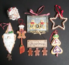Gingerbread Christmas Tree House Santa Cookies Holiday Ornament Lot (7 Pieces) - £23.44 GBP