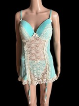 Vintage 90s Sensual Mint Green Lingerie 2X Teddy Sexy Thong Lacy Sissy G... - $28.22