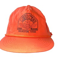 Vintage Lone Star Flight Museum Galveston Texas Hat Cap dad hat neon orange - £14.26 GBP