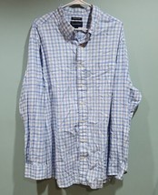 Saddlebred Stretch Oxford Mens 2XL Long Sleeve Shirt Blue &amp; White 1 Pocket - £9.02 GBP