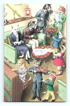 Postcard Alfred Mainzer Anthropomorphic Cats Playing Music In Living Room 4751 - £8.22 GBP