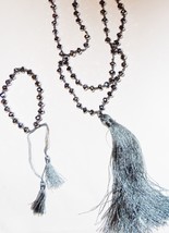 Gray Faceted Glass Bead &amp; Tassel Necklace and Bracelet Set, 32&quot;L &amp; 5&quot;L -... - $0.00 MXN