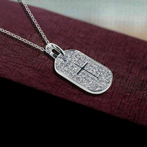 1.50Ct Round Simulated Diamond Tag Cross Pendant 14k White Gold Plated - £60.02 GBP