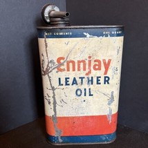 ANTIQUE ENNJAY LEATHER OIL CAN EMPTY &amp; GREAT FOR DISPLAY - $19.30