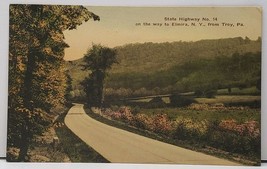 Troy Pa State Highway No.14 on Entry to Elmira NY from Troy Postcard I1 - £5.92 GBP