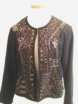 Chico&#39;s Size 0 = Ms Size Small S 4 6 Lined Embroidered Fashion Jacket Euc - $14.73