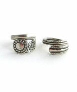 Two Spoon Rings Size 7 (flaws) and 8 Handmade From Vtg Used Flatware - $14.00