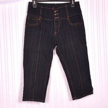 Jazzy Stretch Capri Jeans Dark Wash Pin Stripe Size Small - $14.83