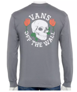 Mens Vans Off the Wall Skull &amp; Roses Long Sleeve T-Shirt GRAY - XL &amp; Lar... - £18.87 GBP