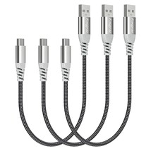 Short Usb C Cable - 3 Pack 1 Ft Fast Charging Usb A To Type C Cord Nylon... - £16.51 GBP