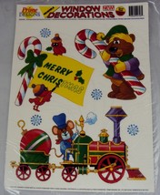 Christmas Window Cling Decorations ~ 10pc Set w/Six Re-usable Designs - £6.87 GBP