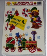 Christmas Window Cling Decorations ~ 10pc Set w/Six Re-usable Designs - £6.94 GBP