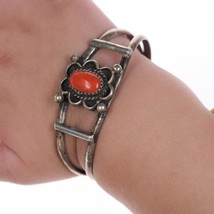 4.75&quot; Baby cuff Native American Silver and turquoise bracelet - $108.90