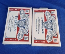 Vintage 2 Packs Of Budweiser Bridge Size Plastic Coated Playing Cards Se... - £13.23 GBP