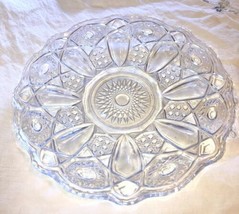 Vintage Round Serving Platter Clear and Cut Glass  Dish 10 1/2 inches CI... - £22.89 GBP