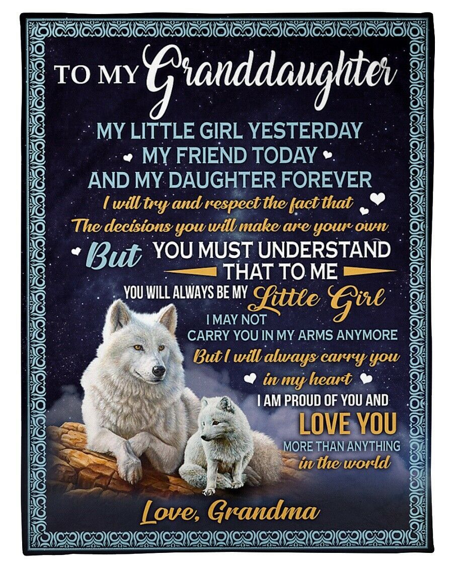 Primary image for To My Granddaughter Blanket Xmas Gift Love Grandma Wolf Letter Customize Blanket