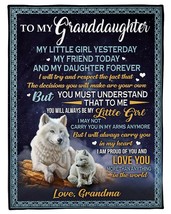 To My Granddaughter Blanket Xmas Gift Love Grandma Wolf Letter Customize Blanket - £28.54 GBP+