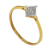 0.05 Ct Natural Diamond Square Cluster Engagement Ring 14K Yellow Gold Plated - £95.02 GBP