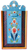 Rosemaling Hand Painted Folk Art Wood Wall Cubby with Door that Slides Up - £57.55 GBP