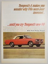 1963 Print Ad Wide-Track Pontiac Tempest Red with V-8 Engine  - $15.28