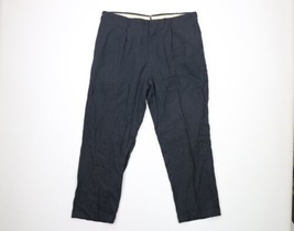 Vintage 50s Streetwear Mens 38x29 Pleated Cuffed Gabardine Rayon Chino Pants USA - £155.71 GBP