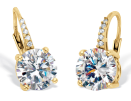 Round Cut Cz Drop Gp Earrings With Round Accents 18K Gold Sterling Silver - £97.42 GBP