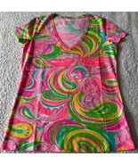 Lilly Pulitzer Michele Top All Nighter T Shirt Pink Flamingo Green Prepp... - $34.98