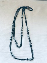 Estate Double Strand Black Multi Chain with Faceted &amp; Silver &amp; Black Spa... - £9.74 GBP
