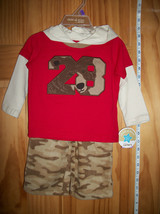 Carter Baby Clothes 12M Infant Bear Shirt Top Outfit Set Brown Camo Pants New - £12.90 GBP