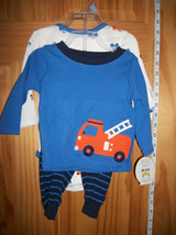 Carter Baby Clothes 3M-6M Newborn Pant Outfit Fire Engine Top Blue Creeper Set - £12.90 GBP