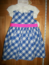 Carter Baby Clothes 3M-6M Newborn Girl Sweater Outfit Blue Checkered Dress Set - $18.99
