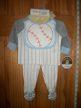 Carter Baby Clothes Newborn Baseball Pant Outfit Daddy All Star Top Striped Set - £12.12 GBP