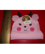 Carter Baby Clothes Reindeer Girl Hat Cold Weather Gear Pink Deer Antler... - £7.44 GBP
