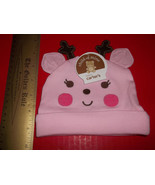 Carter Baby Clothes Reindeer Girl Hat Cold Weather Gear Pink Deer Antler... - $9.49