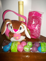 Dan Dee Easter Basket Kit Pink Plush DanDee Bunny Rabbit Tote Grass Treat Eggs - £14.84 GBP