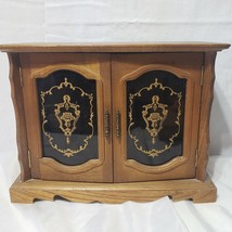 Vintage Wooden Jewlery Box 4 drawers hidden necklace holders - £25.97 GBP