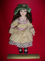 Porcelain Doll Victorian Clothes Hat Dress Shoes Seated Cloth Body Toy Treasure - $32.35 CAD