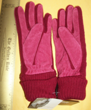 Jaclyn Smith Women Clothes S/M Red Suede Driving Gloves 3M Thinsulate Fashion - £15.13 GBP