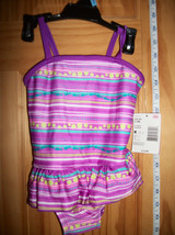 Joe Boxer Baby Clothes 18M Infant Girl Bathing Suit Swim Purple Striped Swimwear - £9.86 GBP