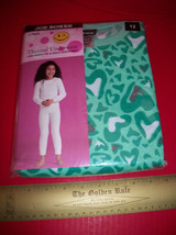 Joe Boxer Girl Clothes 12 Thermal Underwear Set Green Print Top Pant Bottoms New - $14.29 CAD