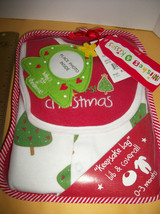 Fashion Holiday Baby Clothes Wishes Kisses 0M-3M Bib Christmas Tree Ornament Set - £15.17 GBP