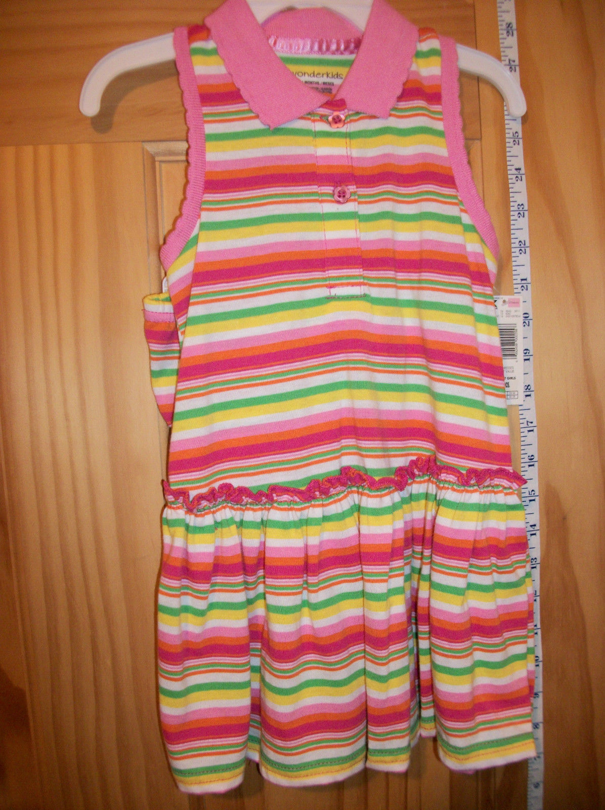 Wonder Kids Baby Clothes 18M Infant Girl Outfit Panty Pink Stripe Dress 2 Pc Set - $14.24